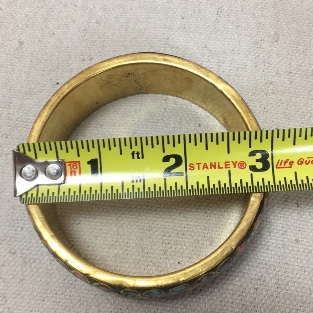 Wide brass shell inlaid bangle Bracelet
